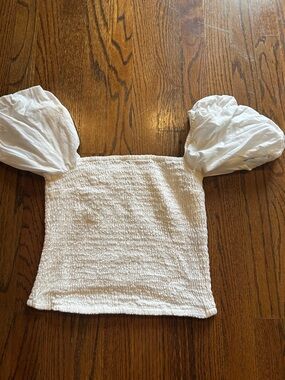 Abercrombie & Fitch White Smocked Crop Top Elastic Medium NWOT
